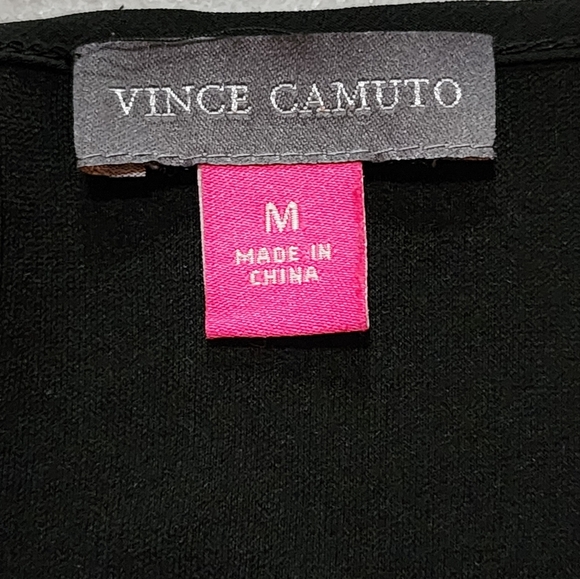 Vince Camuto Black Sheer Panel Shift Dress Size M Classic LBD Minimalist - Picture 6 of 7